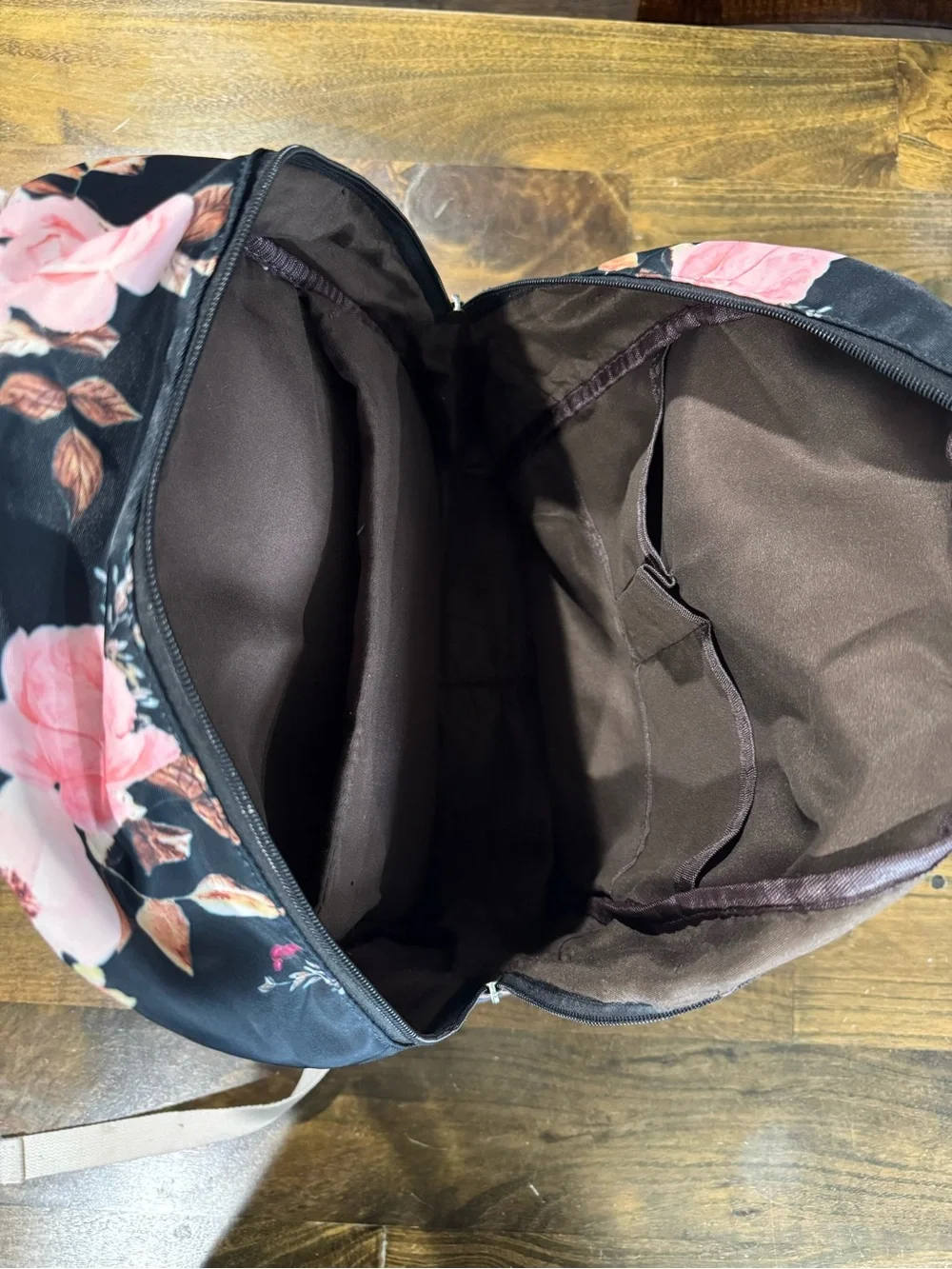 Floral Pink Rose Print Backpack - Women's Bag